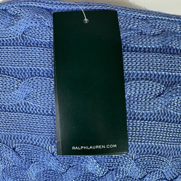 NWT Lauren Ralph Lauren Blue Cotton Blend Boat Neck Cable Knit Sweater XL RP $99 - Picture 11 of 15